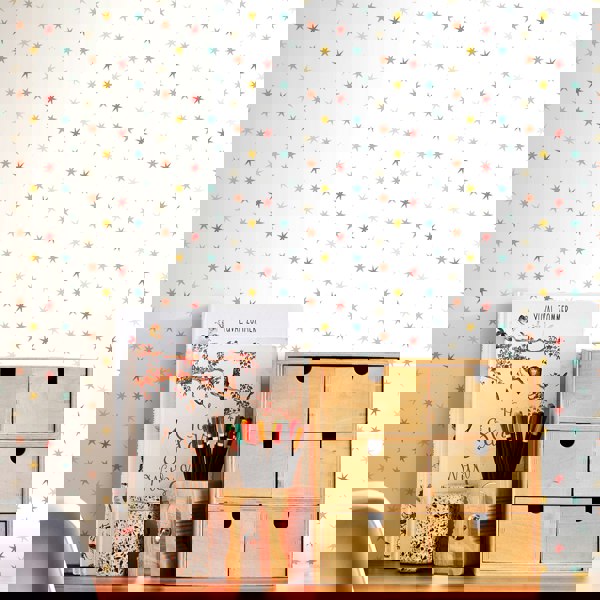 Hoopla Walls Twinkle Stars - Ginger & Denim 10m Wallpaper