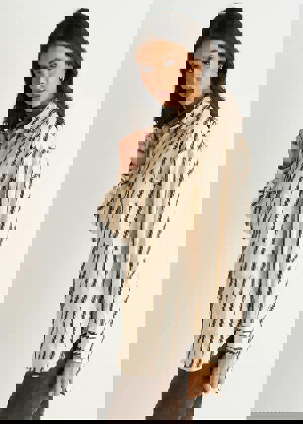 Gini London Cream Stripe Cotton Button Through Shirt