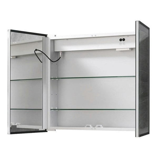 65W*60Hcm LED Mirror Cabinet Double Door Bathroom Mirror Cabinet Living and Home