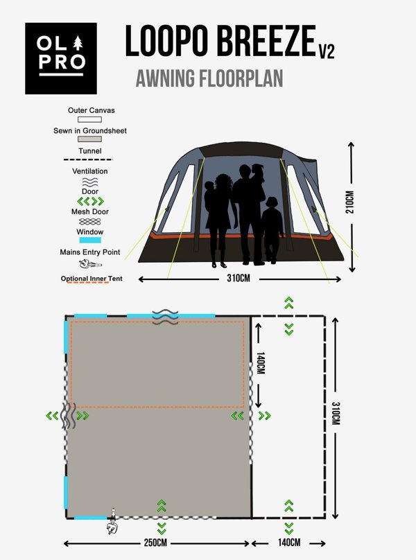 Loopo Breeze® v2 Inflatable Campervan Awning OLPRO