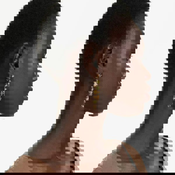 Swarovski Gema Gold Tone Plated Mixed Cut Yellow Crystal Drop Earrings 5718073