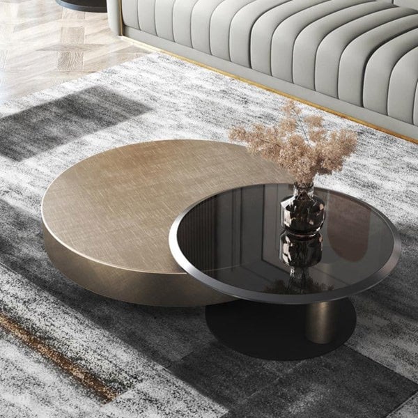 Gold Nesting Coffee Table, Gold 100cm/65cm For Display With Dents On Top-Weilai Concept-Weilai Concept