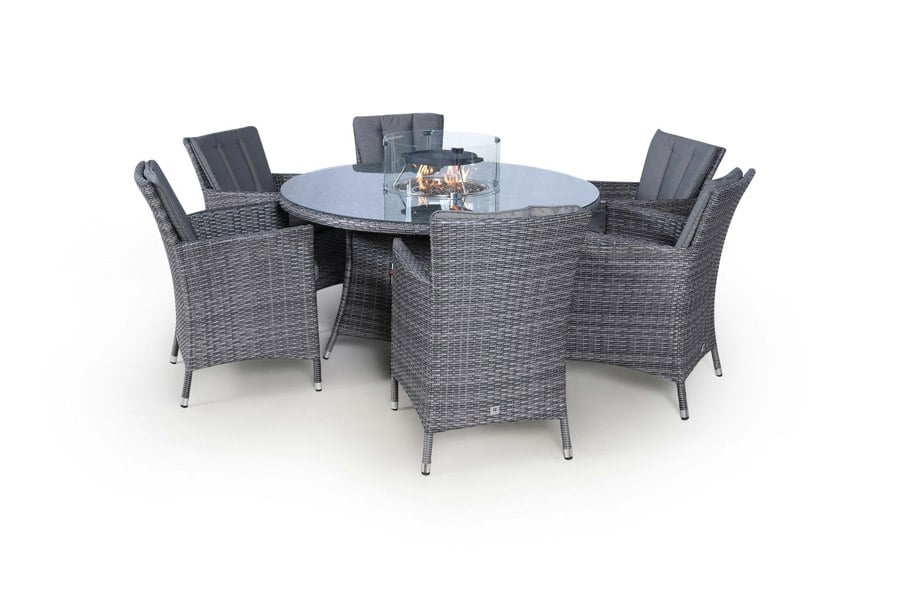Giardino Savannah Fire Pit 6 Seater Round Rattan Dining Set