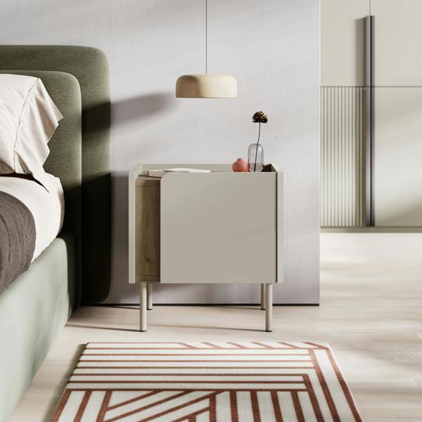 Decortie Bedside Table Soft-Close Door Storage Cabinet Modern Nightstand with Metal Legs Bedroom Space Saver