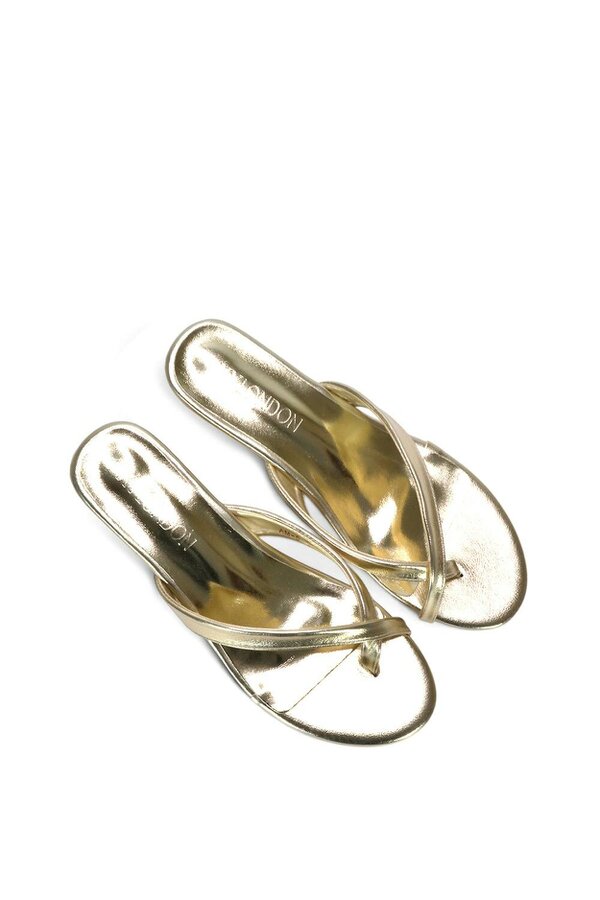 XY LONDON Mid Wedge Heel Sandal Mules With Toe Post