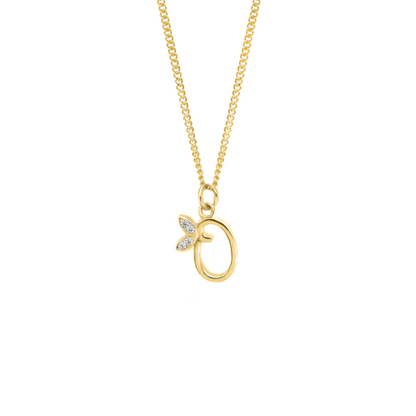 Say It With Dainty Winged Initial Charm Necklace - Sterling Silver