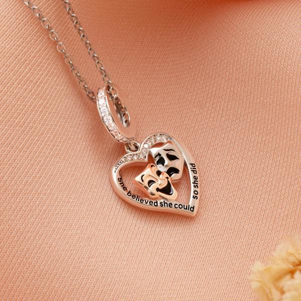 Parus Home Silver Theatre Mask Necklace Drama Actress Pendant