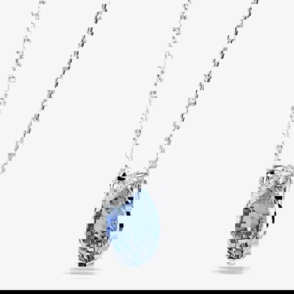 Swarovski Bella Rhodium Plated Round Blue Crystal Pendant Necklace 5734232