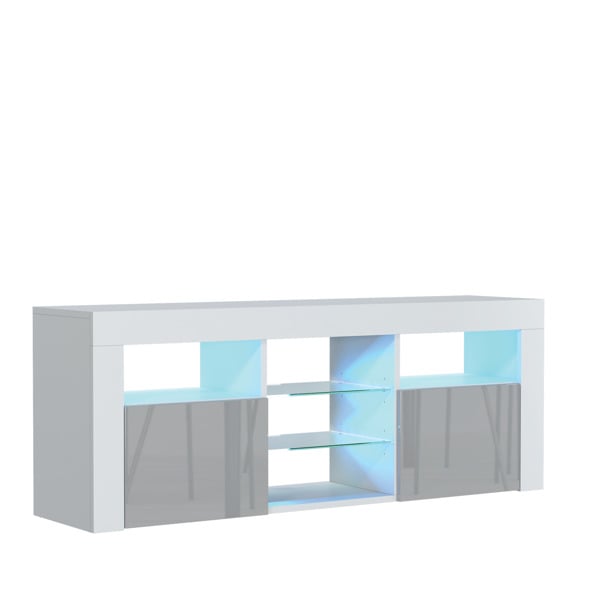 Mex Furniture Stylish 145cm Modern TV Unit with and Grey High Gloss Doors