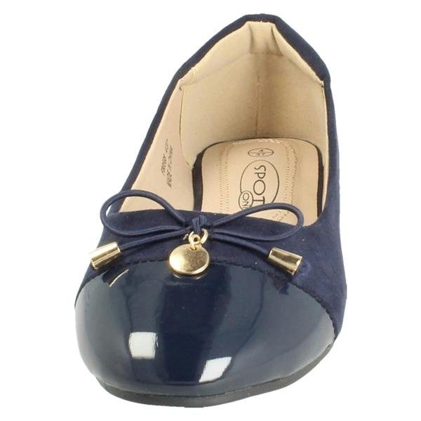 Spot On Ladies Spot On Bow Detailed Flat Ballerina Casual Shoes F80598