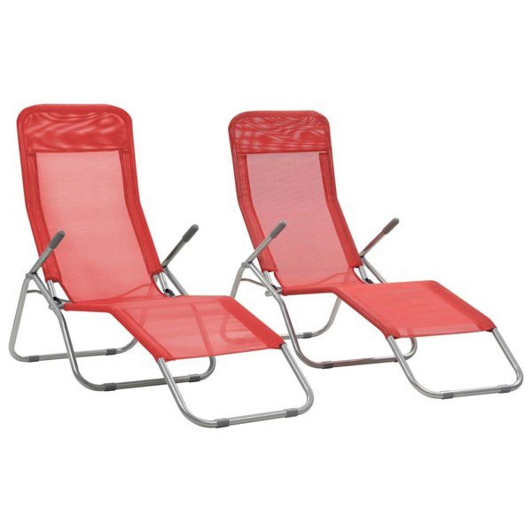 Berkfield Folding Sun Loungers 2 pcs Textilene Red