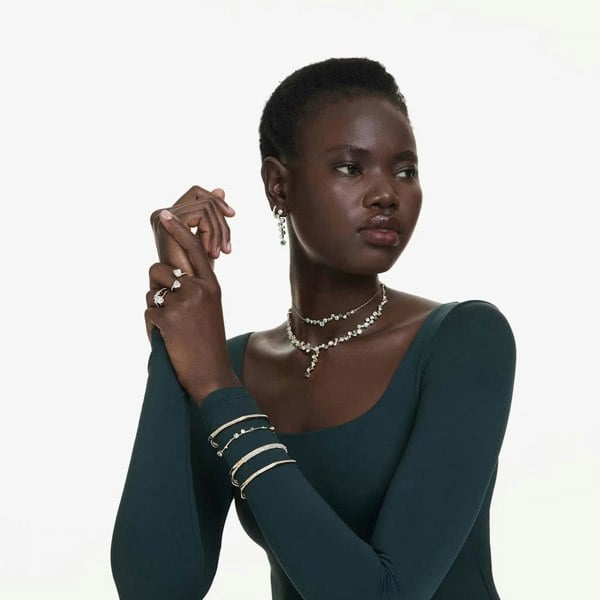 Swarovski Matrix Vittore Gold Tone Plated White Zirconia Hoop Earrings 5733398