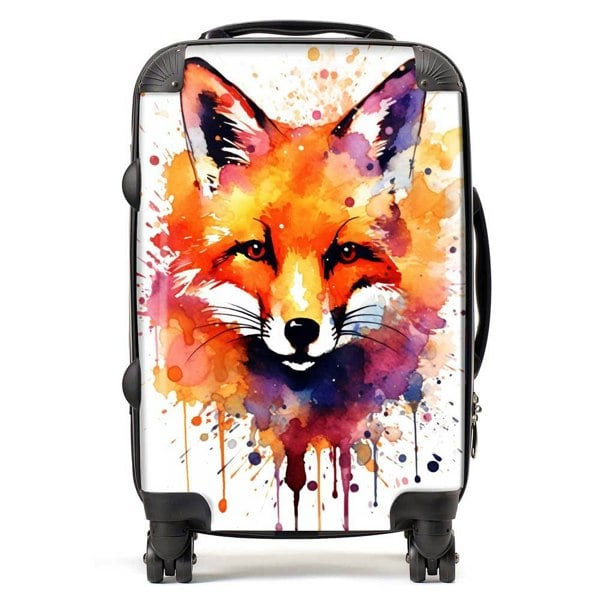 Warren Reed Watercolour Splashart Fox Face Suitcase