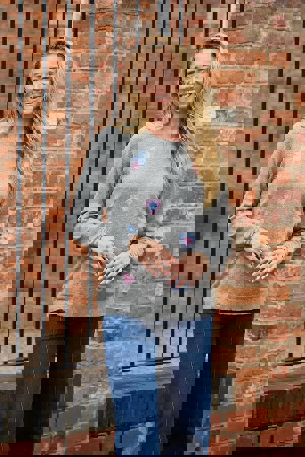 Mudflower Flocked Heart Knit Jumper