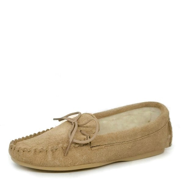 Mokkers Coopers Suede Wool Lined Ladies Pink Moccasin Slippers Made In England