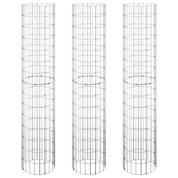 Berkfield Circular Gabion Raised Beds 3 pcs Galvanised Steel 30x150 cm