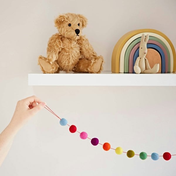 Handmade Multicoloured Felt Ball Garland.