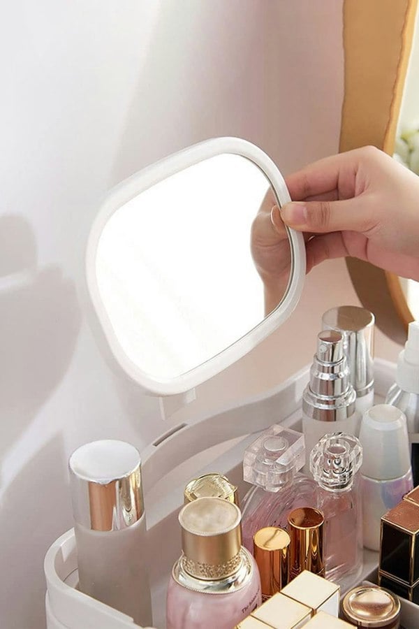 Living and Home 3 Drawers Modern Makeup Organizer with Mirror