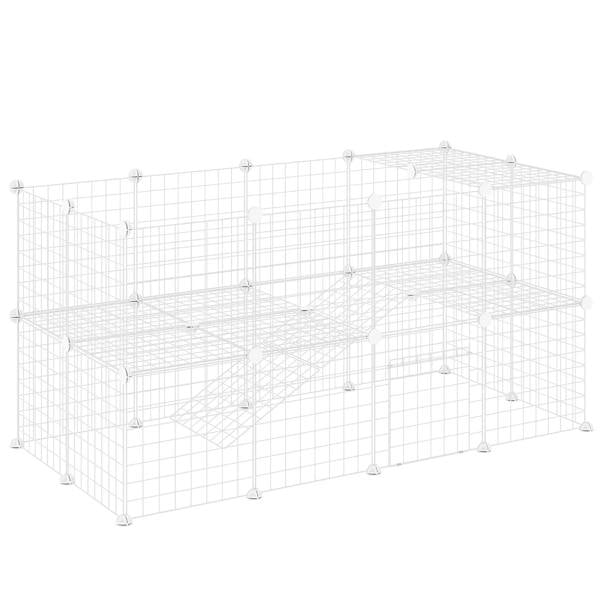36-panel white metal wire pet playpen fence with panels and corner supports