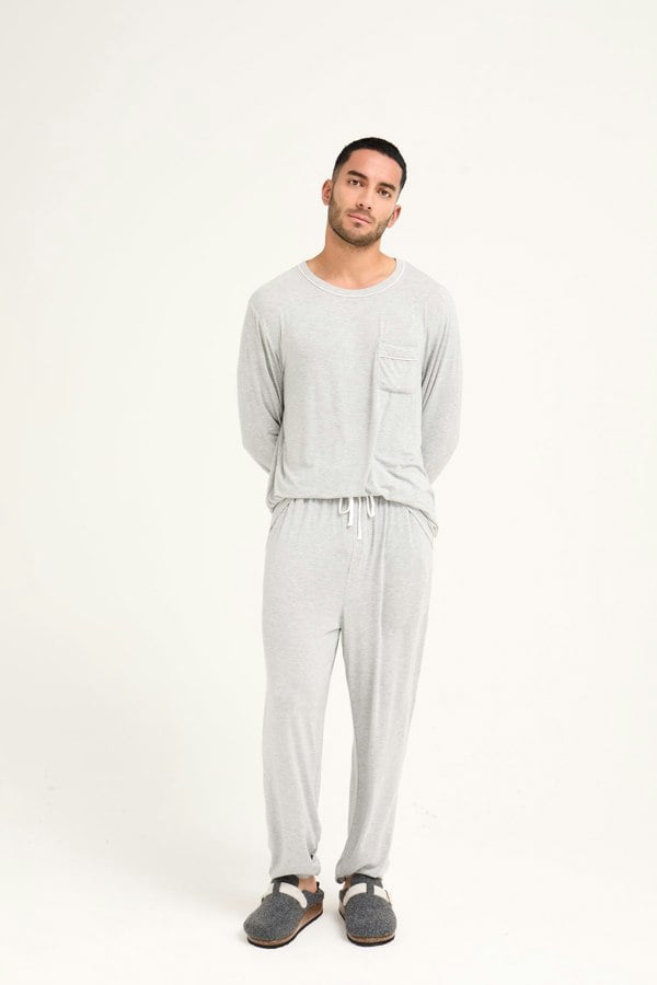 Mister You Bamboo Pyjama Set in Grey Marl - Pajamas