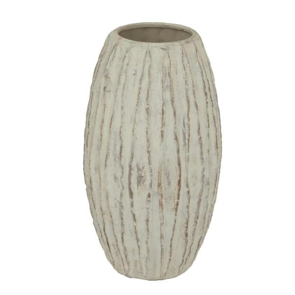 Hill Interiors Lorenzo Fin Vase - White/Grey Wash - 