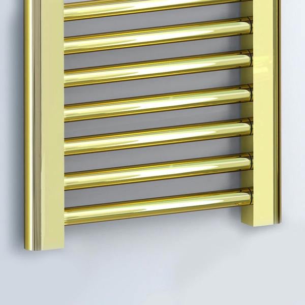 MYHOMEWARE 300mm x 1200mm Shiny Gold Heated Bathroom Towel Rail Radiator For Central Heating UK