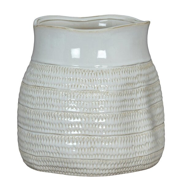 Wyld Haus Saffron Bud Hewn Ceramic Vase with Textured Scandi Pattern