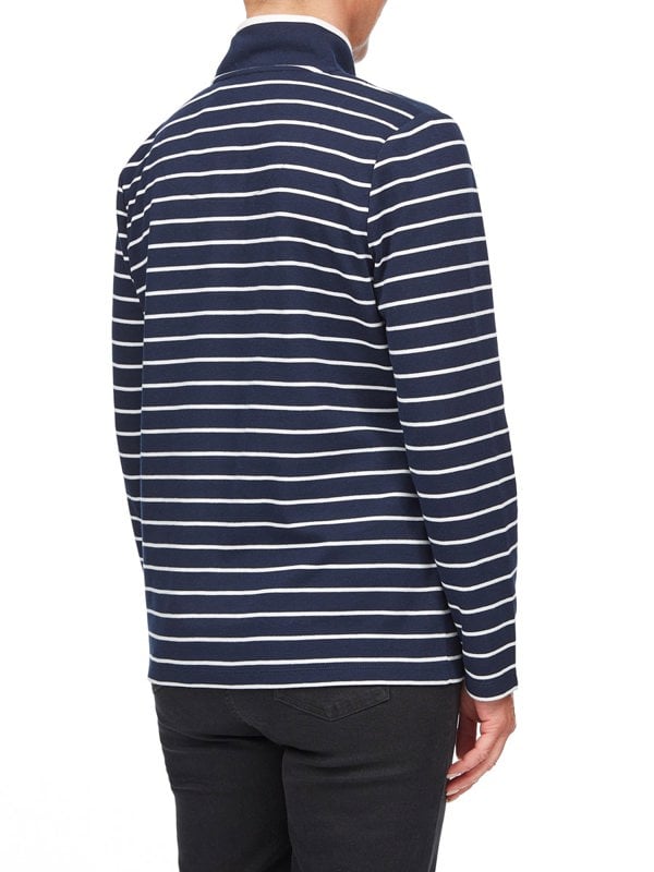 PennyPlain Striped Funnel Neck Top - French Navy