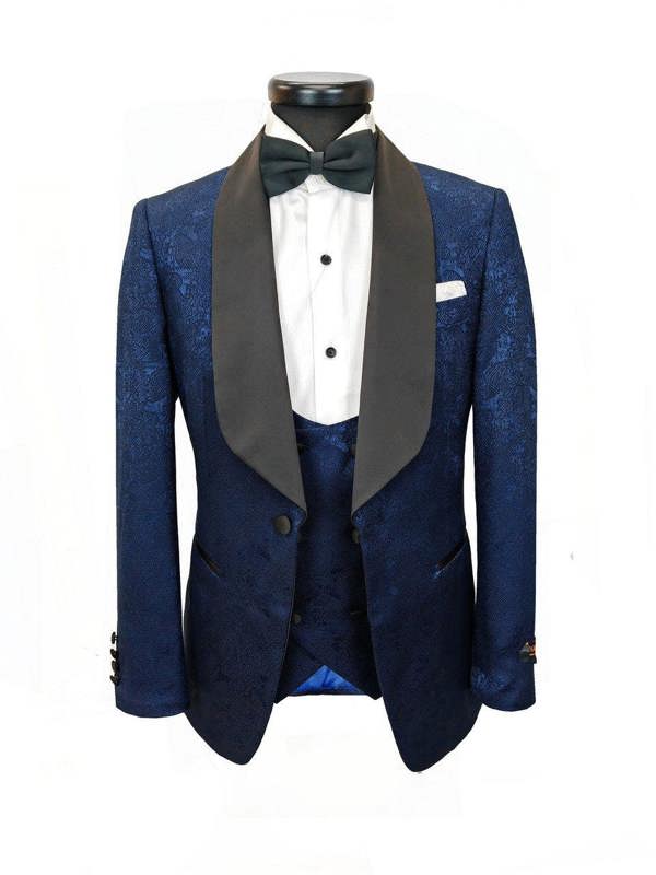 Navy Floral Style 3-Piece Tuxedo