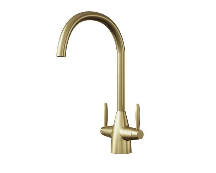 Flode Drammen | Dual Lever Kitchen Mixer | Brushed Brass Finish