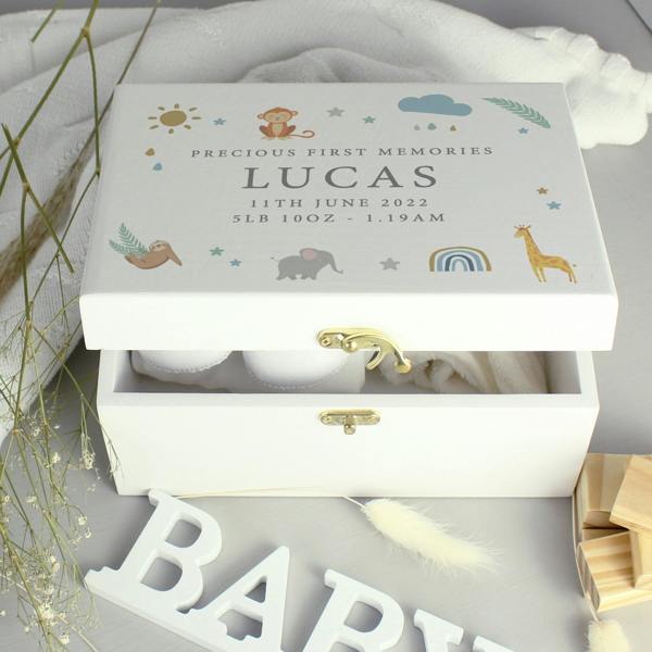 Abode Home & Gifts Safari Animals Wooden Keepsake Box