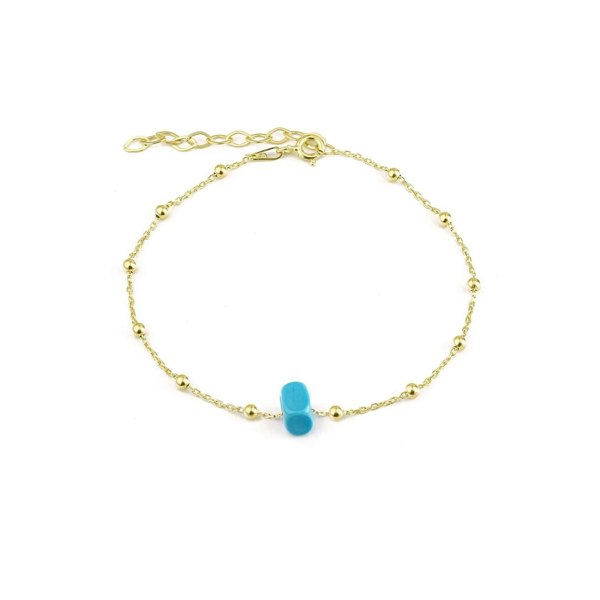 Spero London Sterling Silver Beaded Satellite Chain Bracelet With Turquoise Gemstone