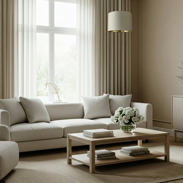 Light Shimmer Taupe Drum Lamp Shade with Inner Champagne Gold Lining Image 6