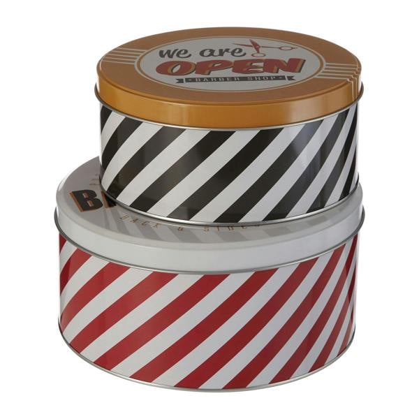 Paice Set of 2 Barber Shop Storage Tins