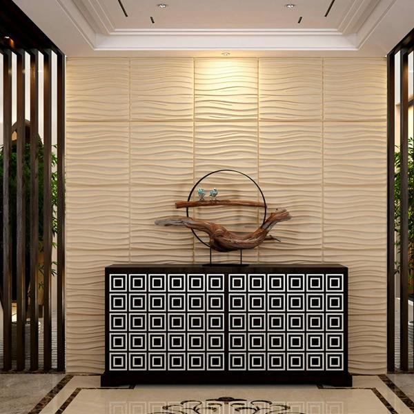ENER-J Nile Wave 3D Grid PU Leather Wall Panels - 60x60cms, 10mm Thickness Size 600 x 600 mm (Pack of 4)