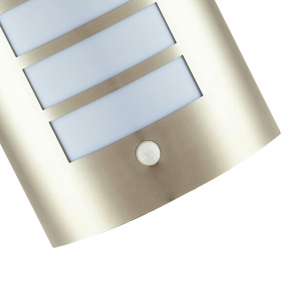 Happy Homewares Modern Outdoor IP44 Stainless Steel Flush Wall Lamp Fitting with PIR Sensor