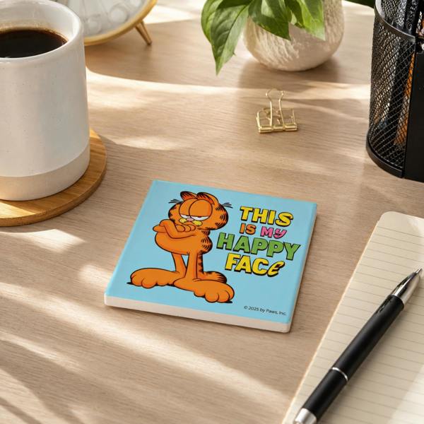 Widdop & Co Fandomania Garfield 'This is My Happy Face' Ceramic Coaster