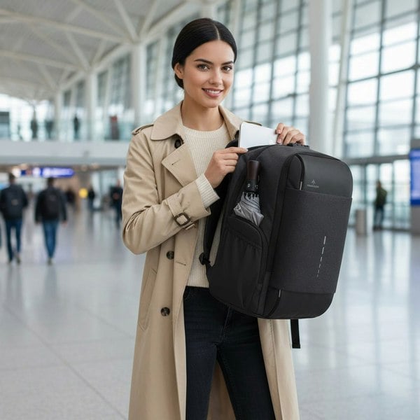 Riseicon Liberty 1 Anti-theft USB charging waterproof laptop backpack - Black