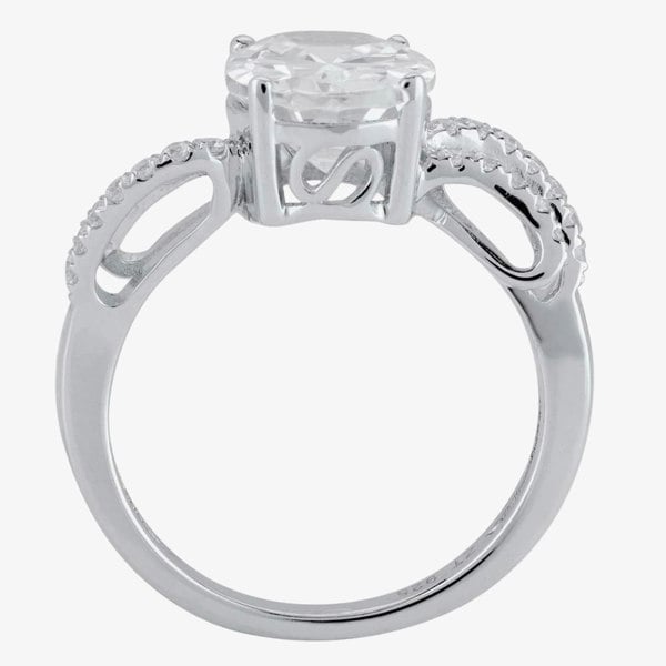 T. H. Baker Silver Clear Oval Cubic Zirconia Wave Shoulders Ring SR0069-CZ