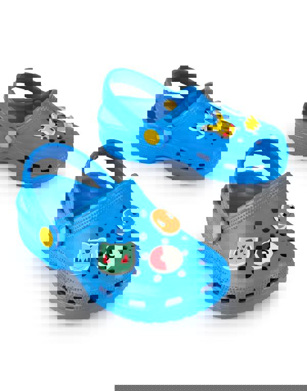 Pokemon Unisex Kids Blue Multi Badge Clogs