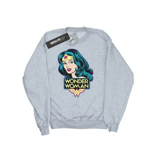 Wonder Woman Girls Head Cotton Sweatshirt - Sports Grey