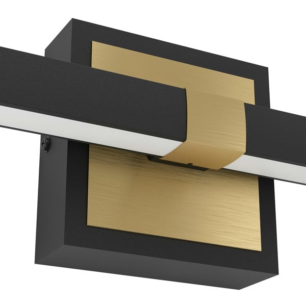 EGLO Peguera LED Black/Brass Steel Bathroom Mirror Light