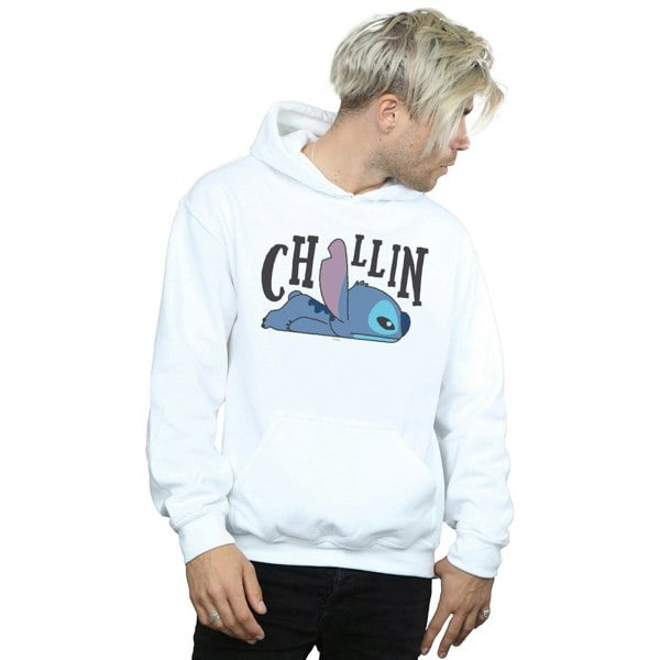 Disney Mens Lilo And Stitch Chillin Hoodie - White