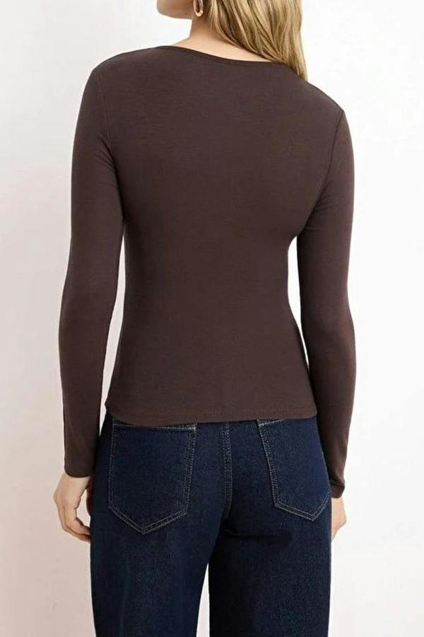 WOVCOR Regular V-Neck Short Sleeved Soft Knitted Blouse