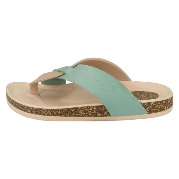 Spot On Ladies Spot On Open Toe Cork Effect Flatform Sandal