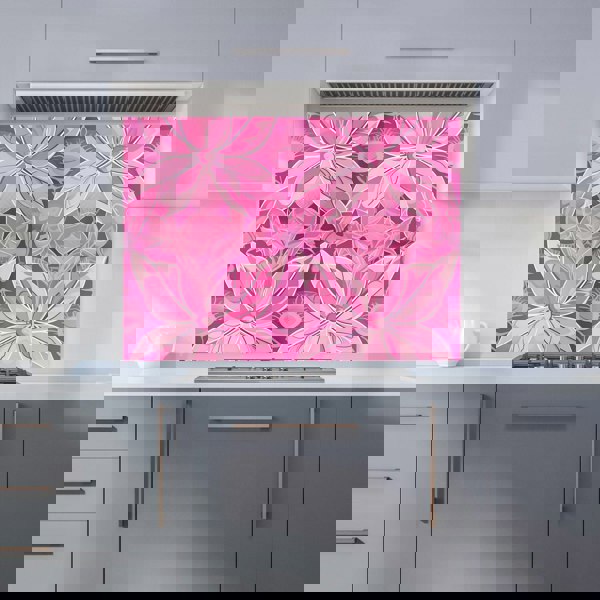 Warren Reed - Designer Pink Abstract Floral Design Kitchen Splashback