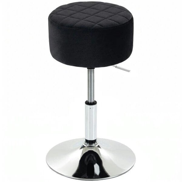 Bar Stool Adjustable Swivel Chair Velvet-Feel Seat 1 Piece, Black