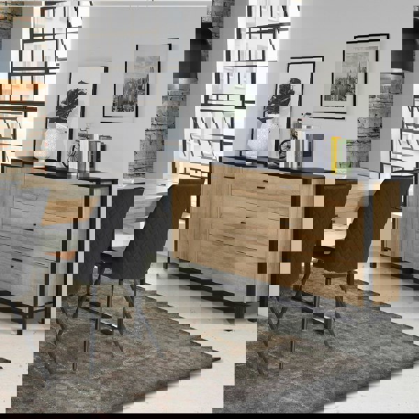 Furniture To Go High Rock Sideboard in Matt Black/Riviera Oak