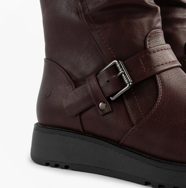 Heavenly Feet HANNAH4 Womens Mid Calf Boots Burgundy