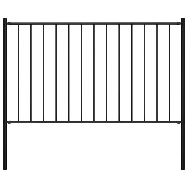 Berkfield Fence Panel with Posts Powder-coated Steel 1.7x0.75 m Black